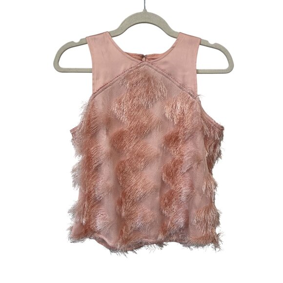 Cache Top Size XS Eyelash Fringe Blush Pink Textured Design Professional Formal - Picture 1 of 8